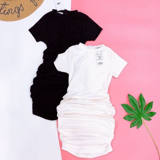 Đầm body ,đầm body tay ngắn nhún sườn chất thun bo rip | BigBuy360 - bigbuy360.vn