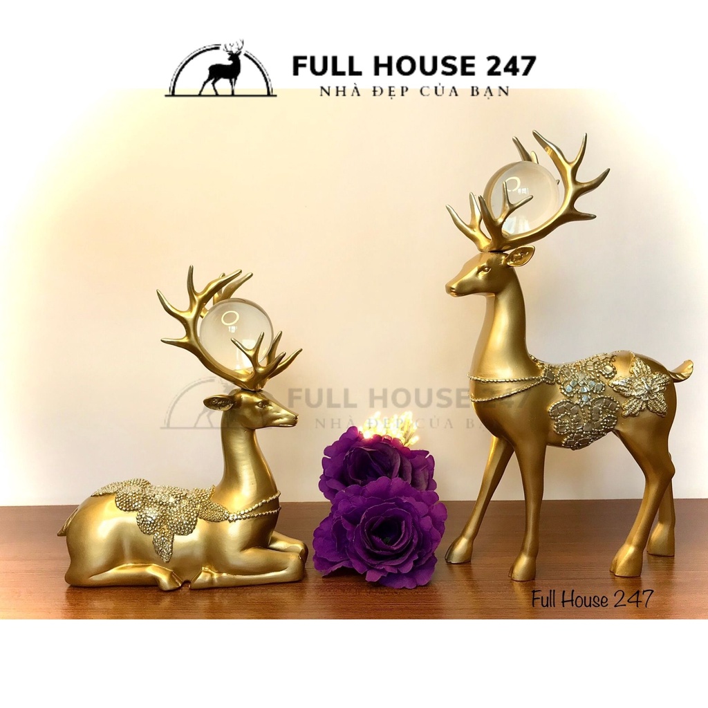 Tượng trang trí phong thủy decor cao cấp nghệ thuật hình đôi Hươu mang đến sự THỊNH VƯỢNG TÀI LỘC