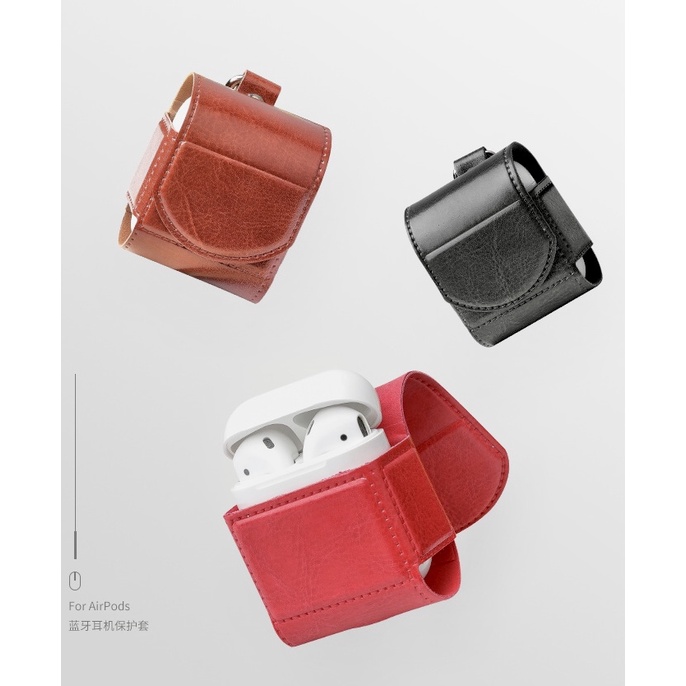 Case Airpods 1 2 pro bằng da - Vỏ ốp bảo vệ - bao đựng tai nghe không dây bluetooth 1 2 pro bằng da chống va đập