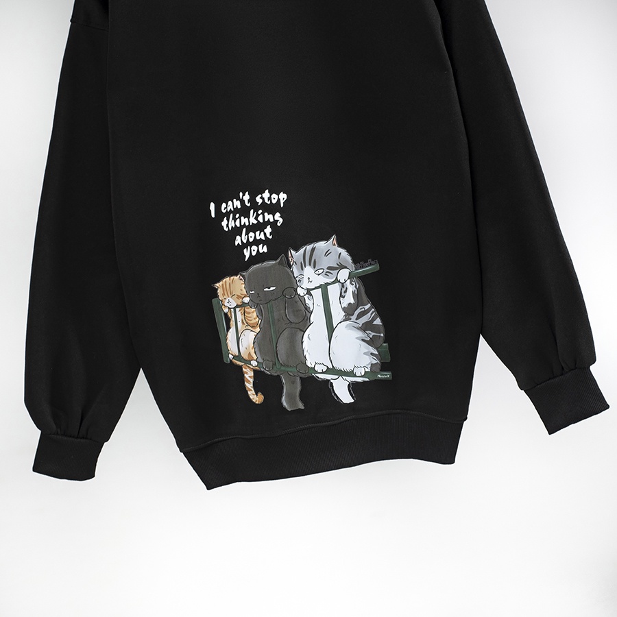 Áo dài tay trơn NỈ BÔNG Unisex Monster X Street Mèo Lan Can Sweater Ulzzang cặp đôi nam nữ form rộng oversize Hàn Quốc
