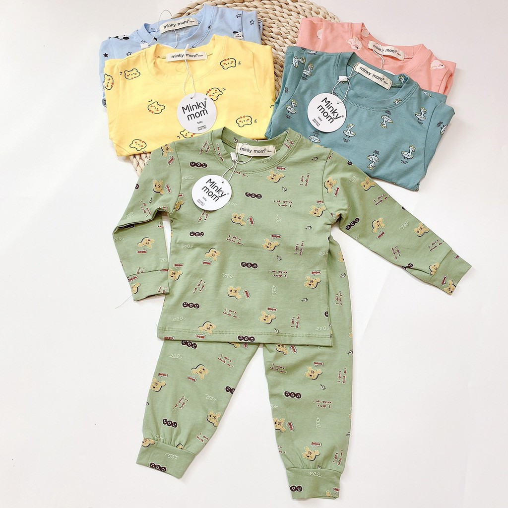 Bộ Cotton 100%  in hình thú nhí ngộ nghĩnh cho bé trai và bé gái