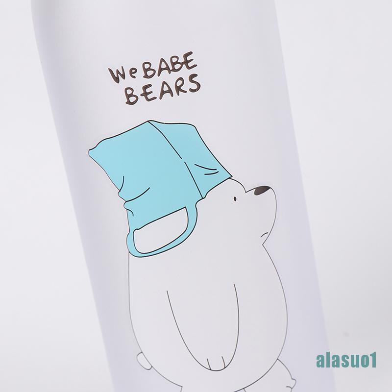 Bình Nước Nhựa Trong Suốt In Hình Gấu Hoạt Hình Đáng Yêu