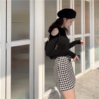 CHÂN VÁY DẠ CARO VẢI TWEED