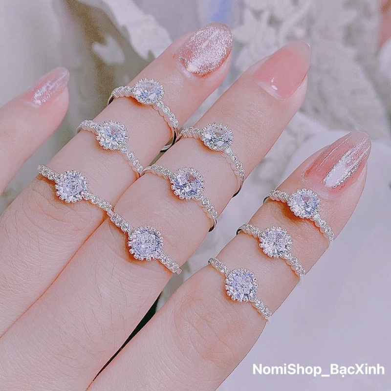 Nhẫn nữ đá nạm bạc ta đẹp nhẹ nhàng cuốn hút Mainomi Shop Bạc Xinh
