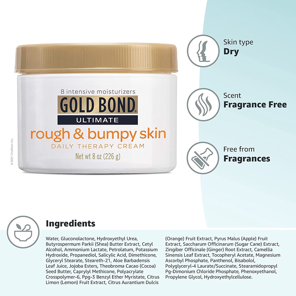 Kem dưỡng da body, ngừa viêm lỗ chân lông, da sần sùi Gold Bond Ultimate Rough & Bumpy Skin 226gr