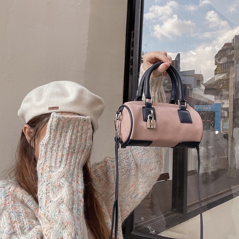 Túi đeo vai IELGY hình trụ mini có khóa thời trang cho nữ