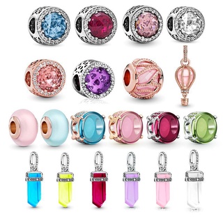 Mặt dây chuyền bạc Pandora thời trang đá tròn 925 cho nữ