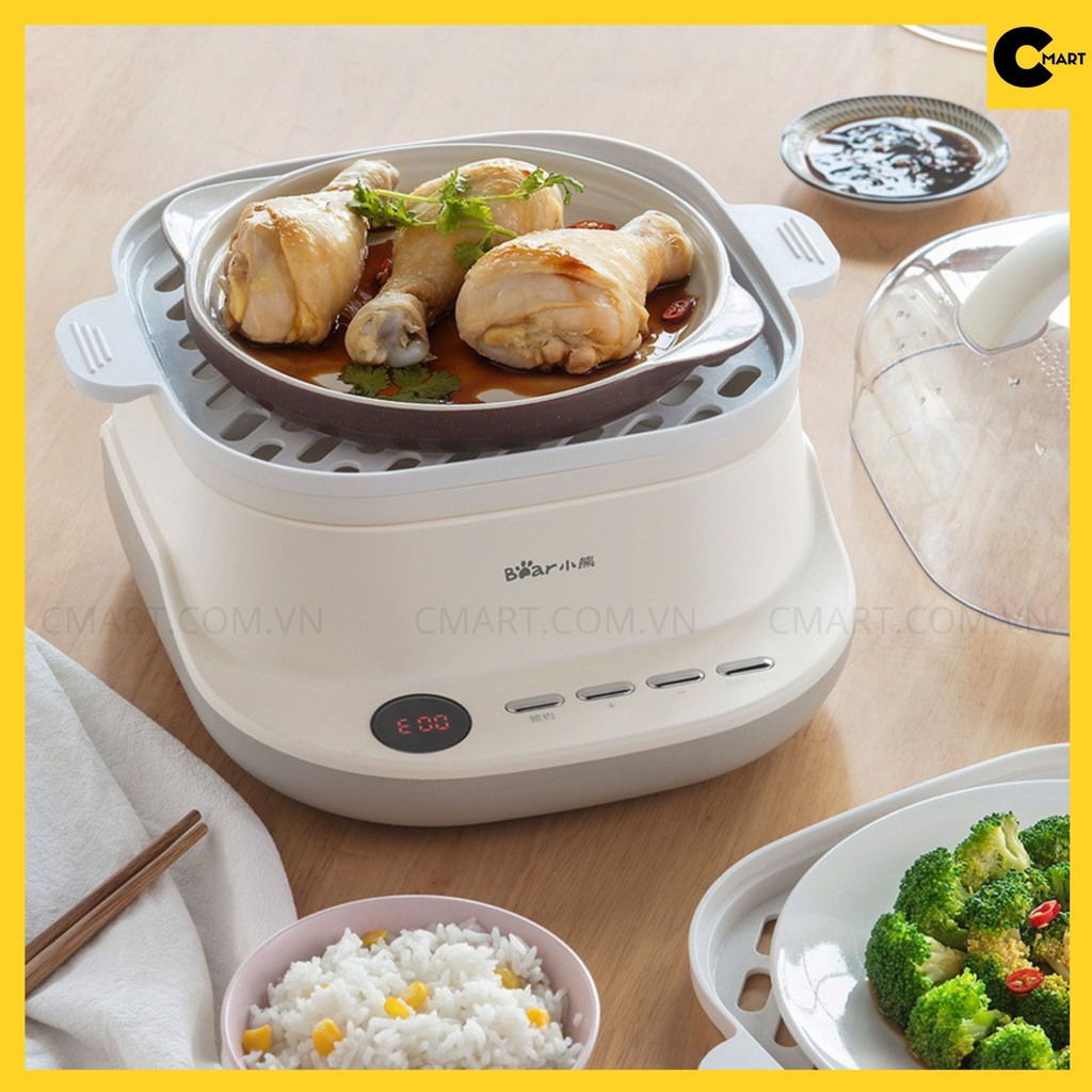 Nồi Hấp Đa Năng Hai Tầng Bear 3 tầng Chính Hãng Dung tích 12L.BH 12 TH