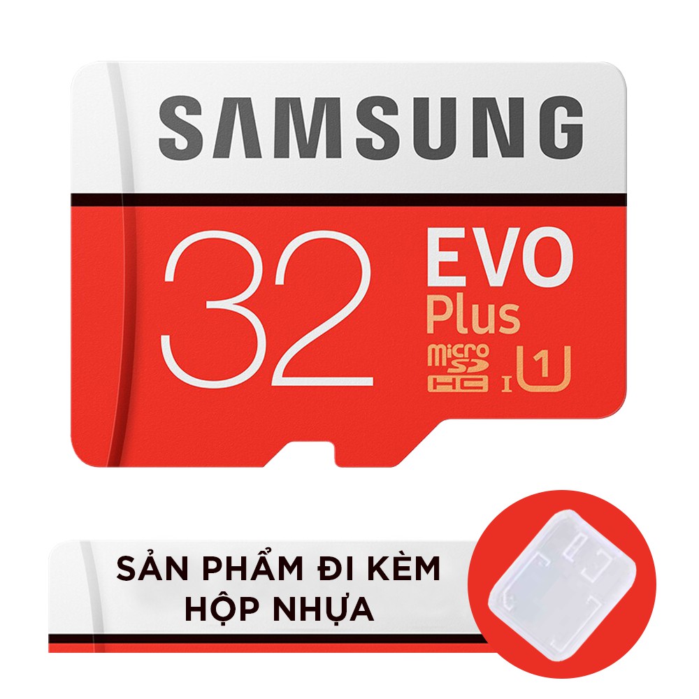 [Mã ELCACOIN08 hoàn đến 100k xu]Thẻ nhớ Samsung EVO Plus 32GB tốc độ cao up to 95MB/s (Đỏ) thẻ + Hộp nhựa (Hàng TRAY)