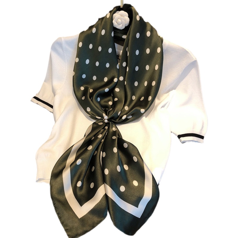 XIXI Khăn choàng cổ hình vuông 90x90cm bằng lụa satin in họa tiết thời trang sang trọng cho nữ