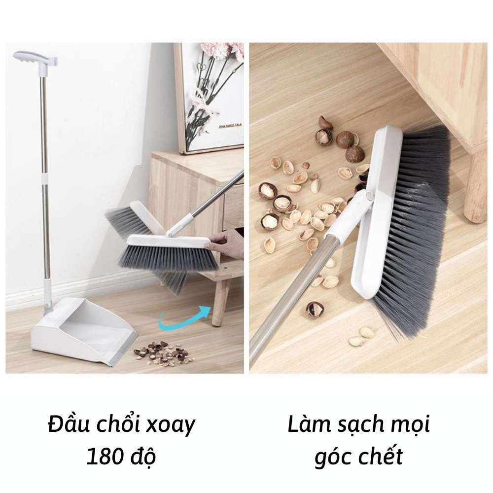 Chổi Quét Nhà Kèm Hót Rác Đa Năng Xoay 180 Độ Chổi 2in1 Tiện Lợi NANALI STORE