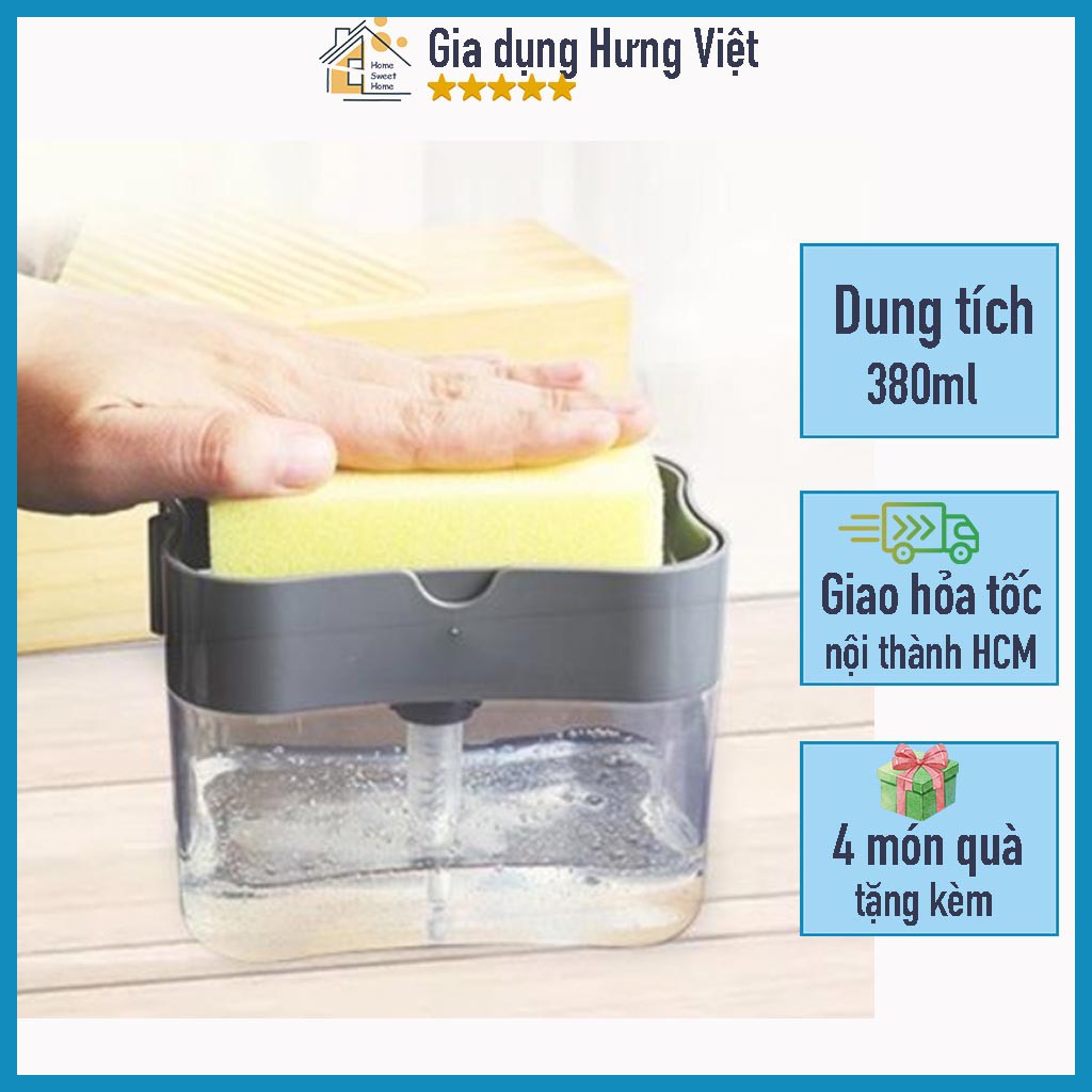 Hộp đựng xà phòng, nước rửa chén trong suốt nhấn để tạo bọt [HỘP NƯỚC RỬA CHÉN]