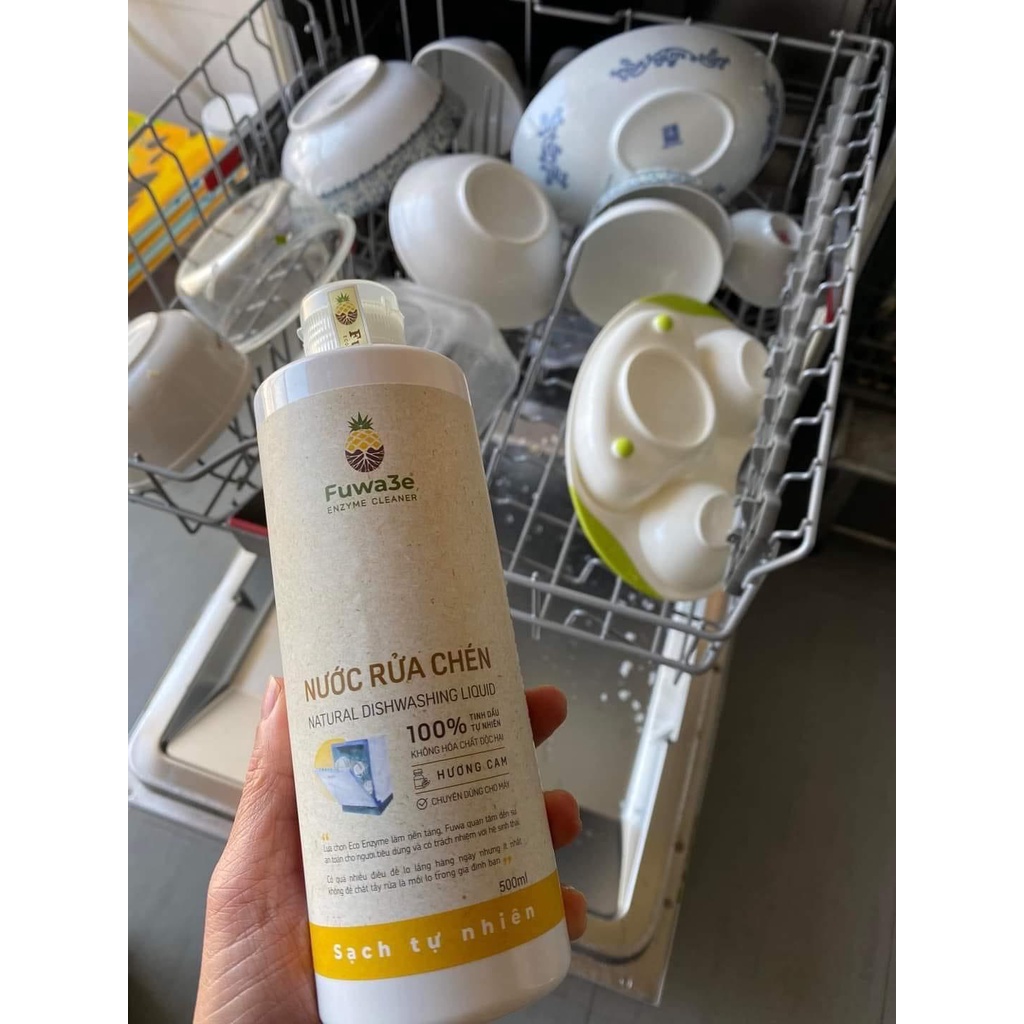 Gel rửa chén Fuwa3e organic tinh dầu cam khử mùi và làm sạch chuyên dụng cho máy bảo vệ máy bền lâu