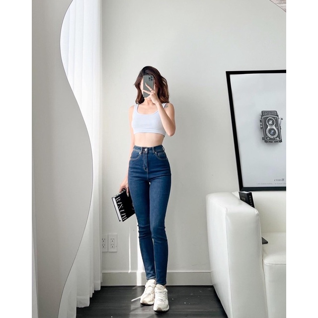 Quần skinny trơn lưng cao Orchid