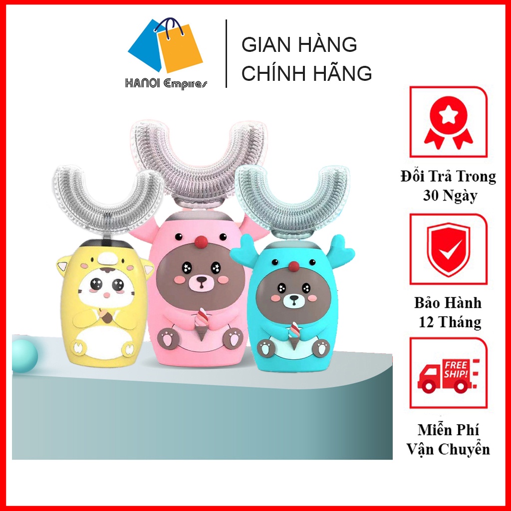 Bàn chải trẻ em Maser V6, mẫu bàn chải điện chữ U cho bé, kích thích mong muốn đánh răng của các bé - BH 12 tháng