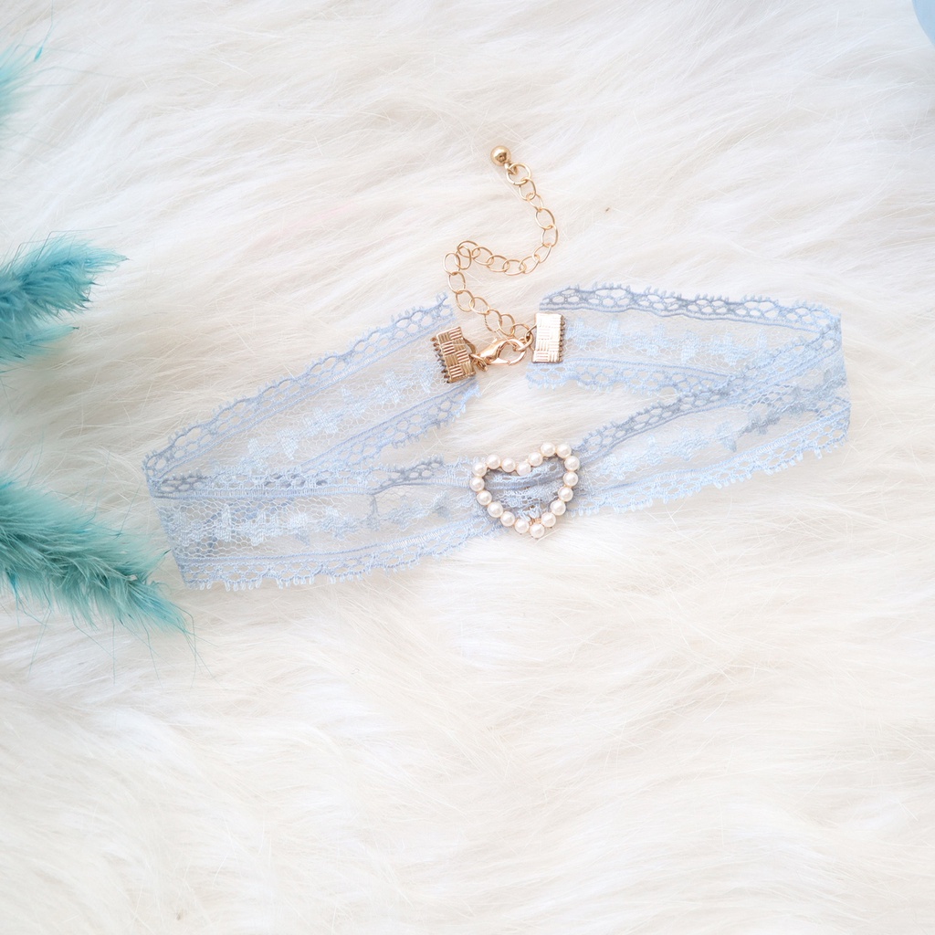 Vòng Cổ Choker Phối Ren Đính Ngọc Trai Giả Thời Trang Cho Nữ