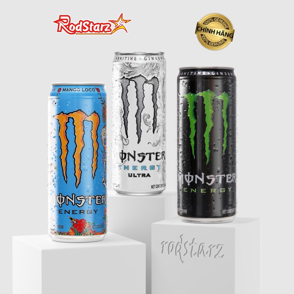 Thực phẩm bổ sung, nước tăng lực, nước uống thể thao cao cấp Monster Energy lon 355 ml (có đường, không đường, xoài)