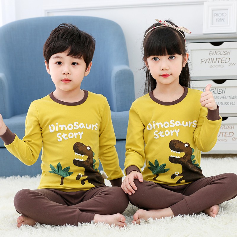 Bộ Đồ Ngủ Pijama 2 Món Vải Cotton Họa Tiết Hoạt Hình Cho Bé