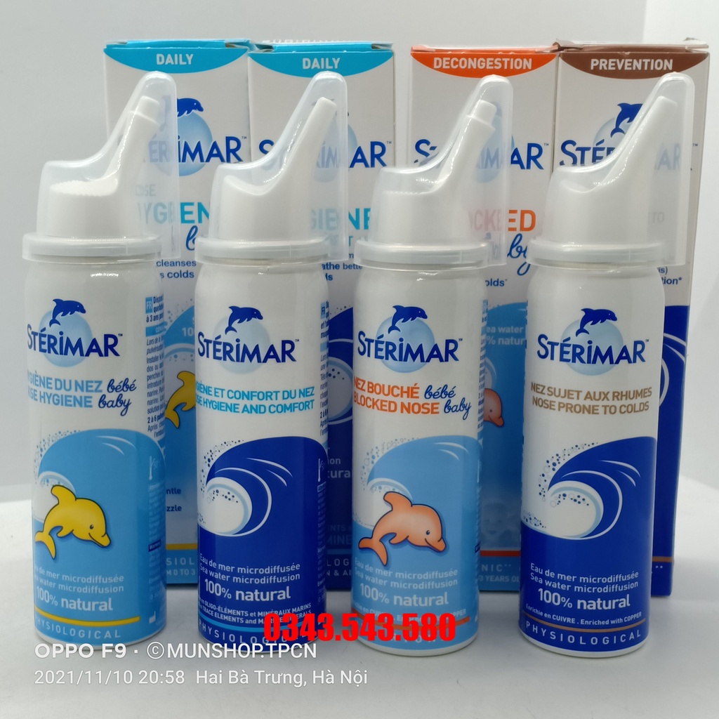 Chai xịt muối biển Sterimar Pháp cá heo chai 50ml