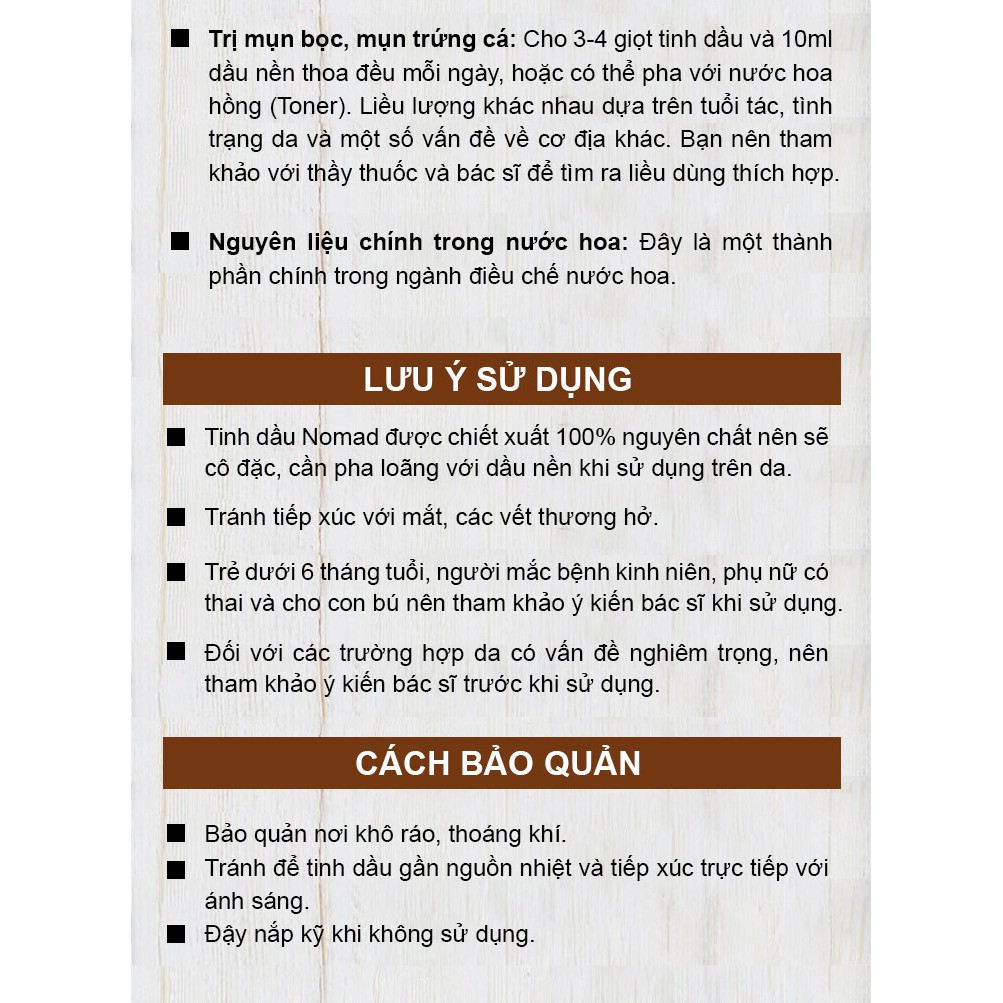Tinh Dầu Thiên Nhiên Đàn Hương Nomad Sandalwood Essential Oil