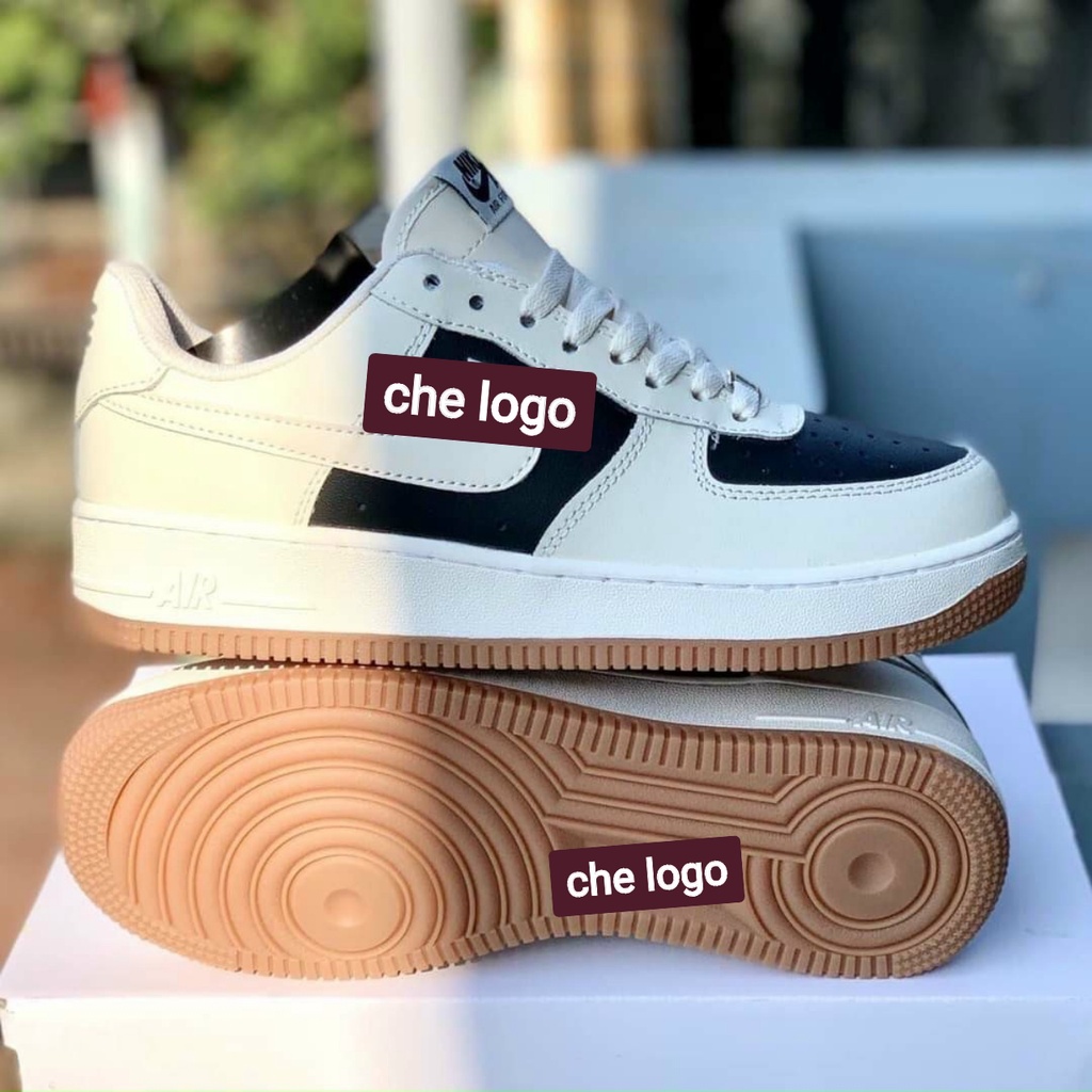 Giày AF1 gucci đen trắng đế nâu, Giày Thể Thao đen trắng nam nữ cá tính