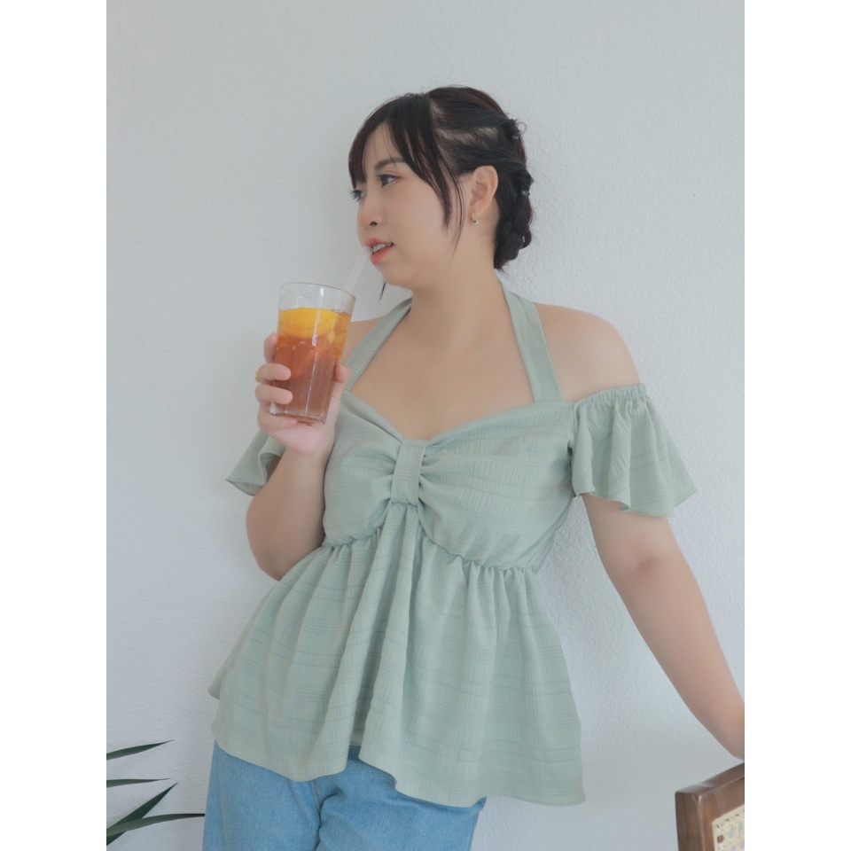 BIGSIZE Áo yếm trễ vai chất đũi 60-80kg Fabulous bigsize