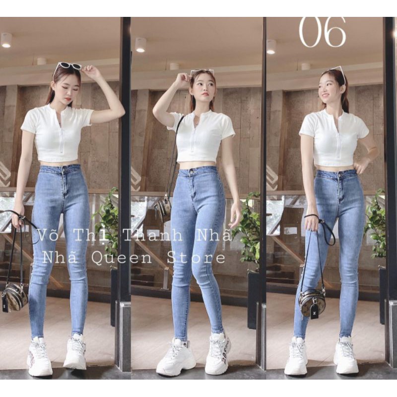 Quần jeans lưng cao TOPSHOP nữ 3 màu lưng siêu cao hack dáng kèm ảnh thật