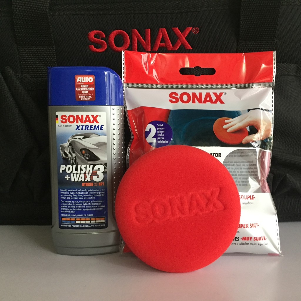 Combo kem đánh bóng xóa xước quầng sơn xe ô tô xe máy và 1 miếng mút xoa hóa chất Sonax xtreme polish &amp; wax 3 - 202100
