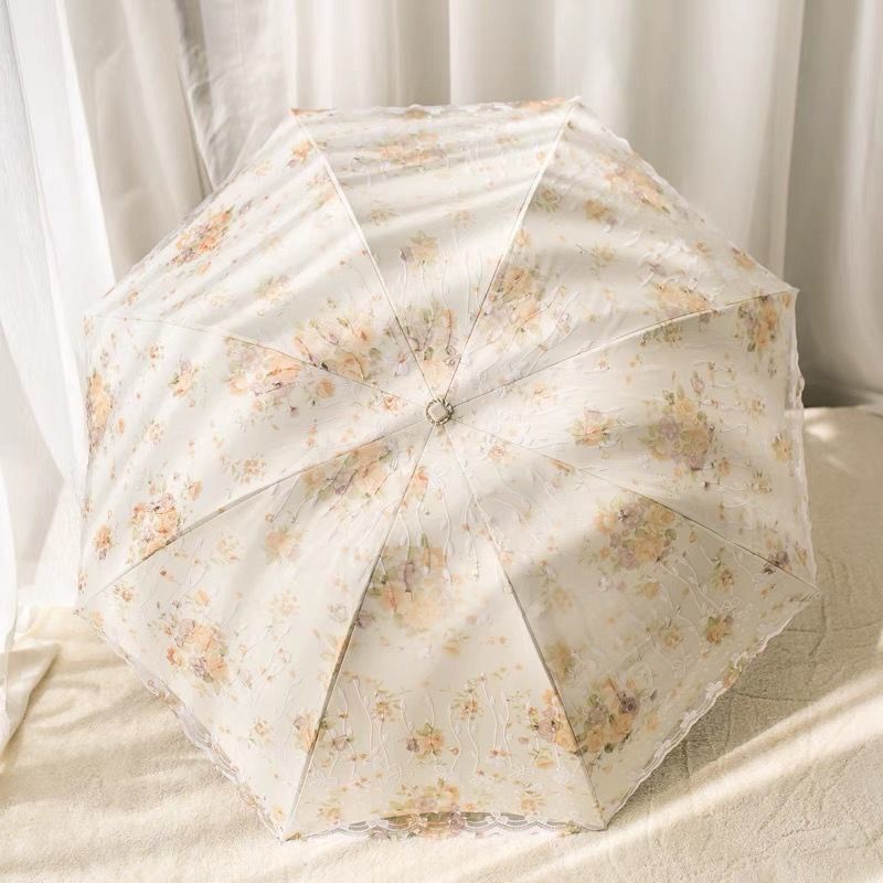 Dù Ren Hai Lớp Màu Đen Chống Tia Cực Tím Có Thể Gấp Gọn Tiện Dụng