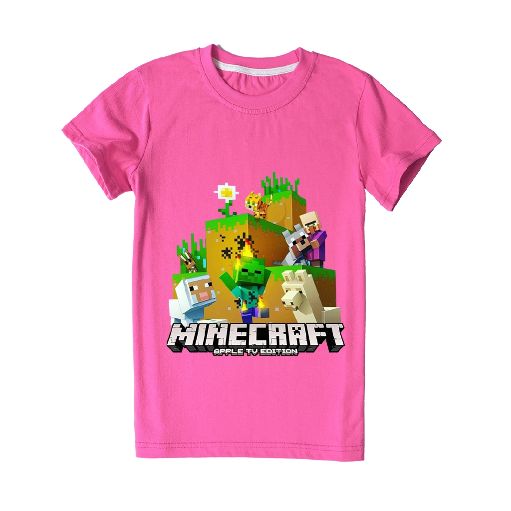 Áo Thun 100% Cotton Tay Ngắn In Hình Game Minecraft Cho Bé