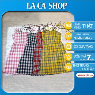Váy 2 dây kẻ nhiều màu