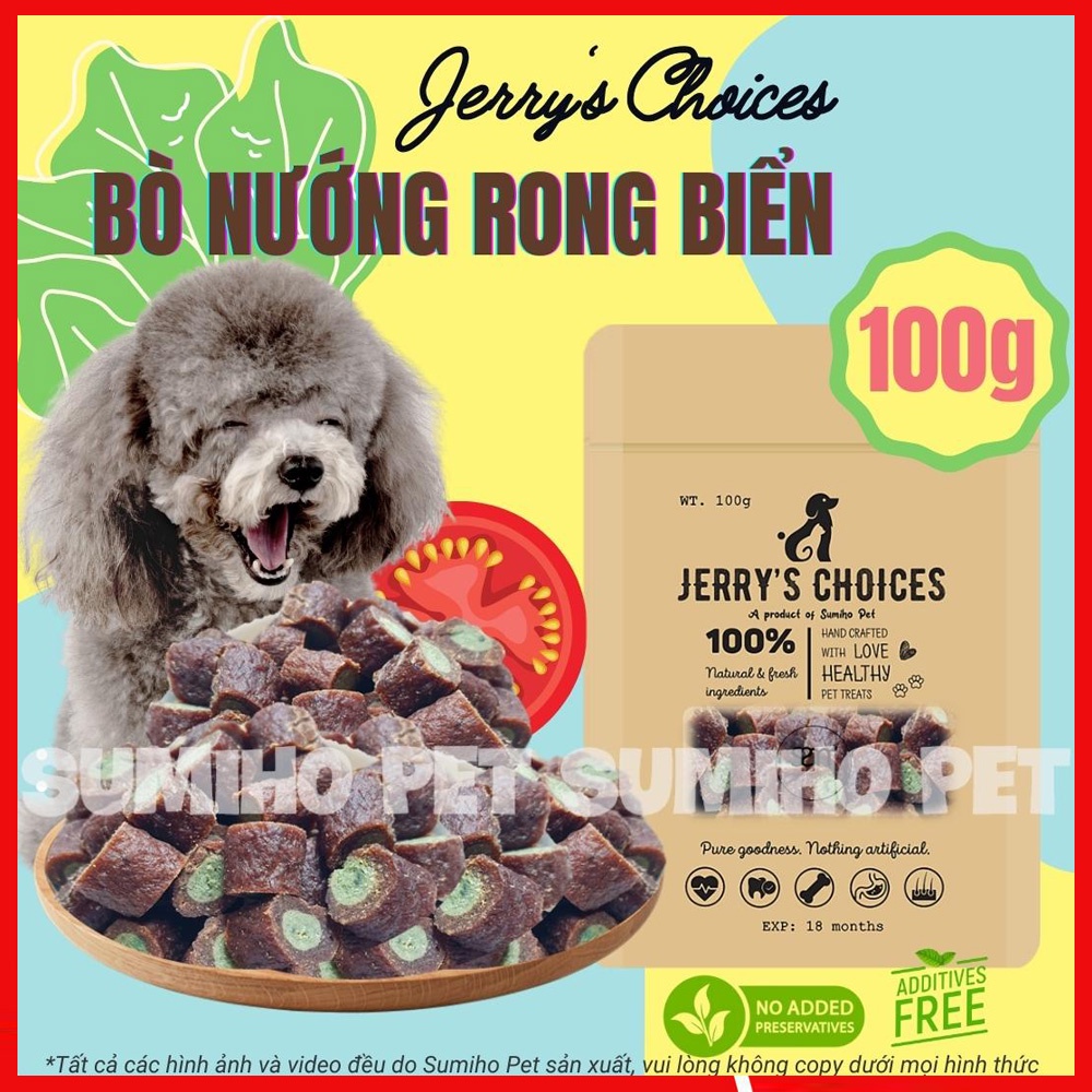 Bánh thưởng cho chó Jerry's Choices (Bò nướng rong biển) 100gr/túi