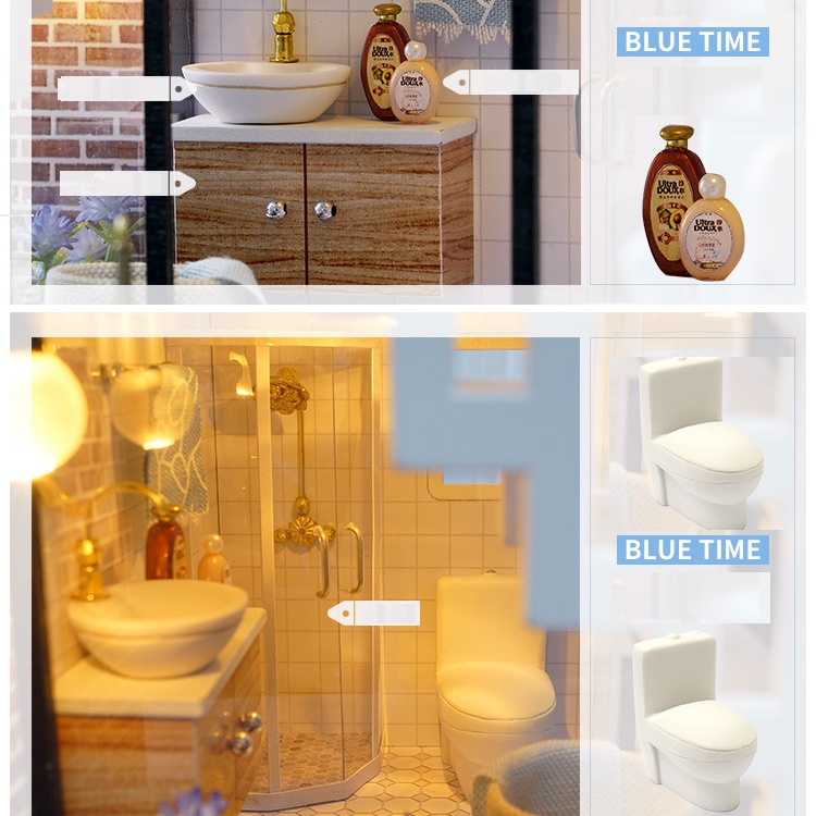 Bộ đồ chơi lắp ráp mô hình nhà búp bê DIY Doll House Miniature - BLUE TIME L-023-B