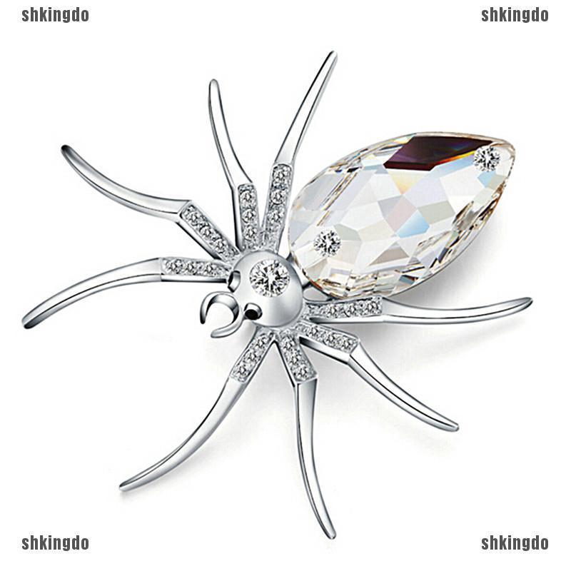 Trâm cài áo hình con nhện nạm bạc đính đá thanh lịch