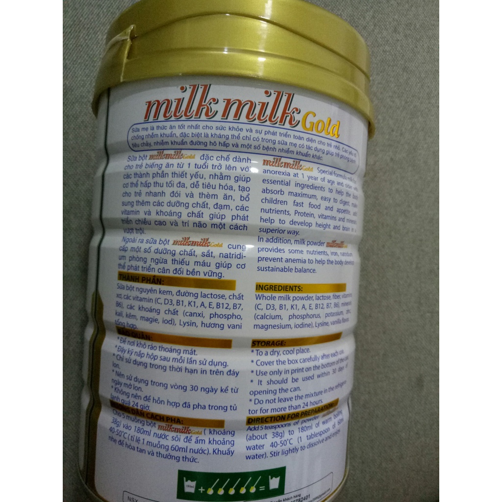 Sữa tăng cân dành cho trẻ biếng ăn, nhẹ cân Milkmilkgold Pedia Kid lon 900g