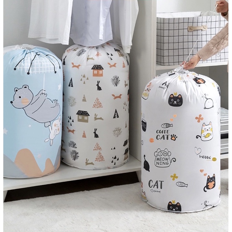 Sỉ 18k-Túi đựng quần áo chăn màn  cỡ lớn túi vải đựng mền gối to 135 LÍT gấp gọn tiện lợi chống ẩm mốc bụi bẩn xuất Nhật