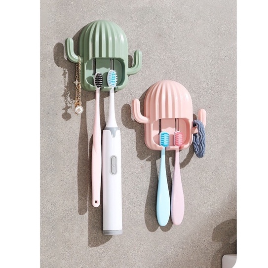 Giá treo bàn chải ⚡ SIÊU HOT ⚡ Kệ treo bàn chải đánh răng hình xương rồng màu pastel dễ thương, tiện lợi
