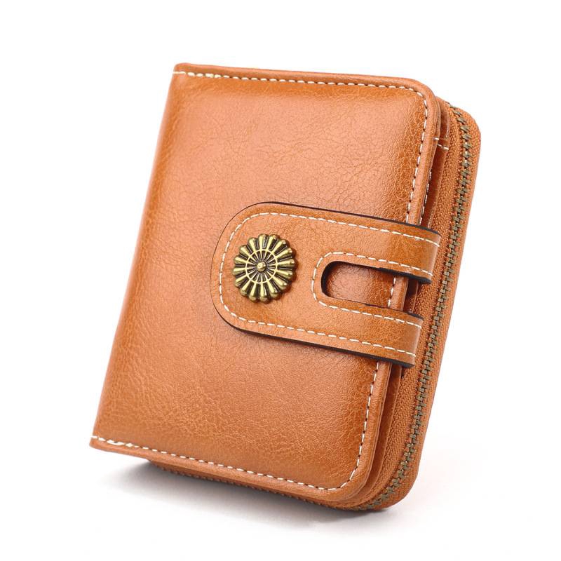 TRI Ví Da Ngắn Gập Ba Có Khóa Đựng Thẻ Thiết Kế Dễ Thương Cho Nữ