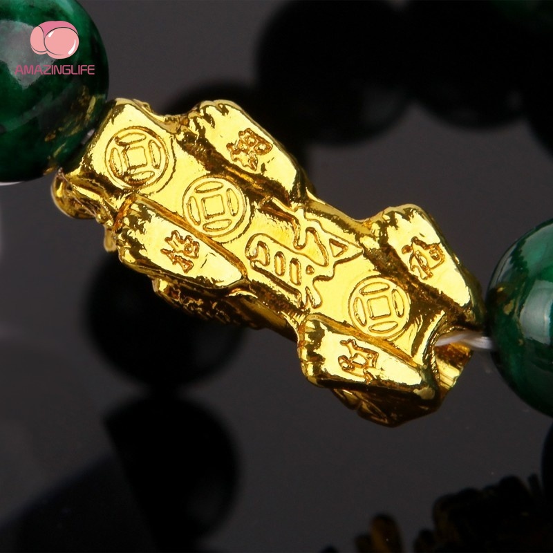 Vòng Tay Chuỗi Hạt Đá Obsidian May Mắn Phong Thủy Có Thể Điều Chỉnh Kích Thước