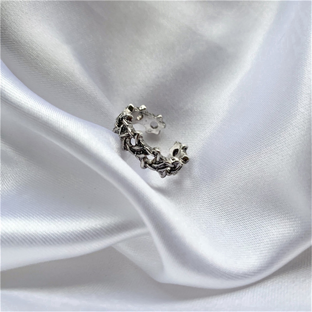 Nhẫn Kim Loại Xi Bạc Đính Đá Phong Cách Vintage