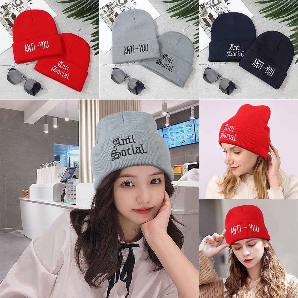 JONYE Mũ Beanie Dệt Kim Mềm Mại Thêu Chữ Chống Xã Hội