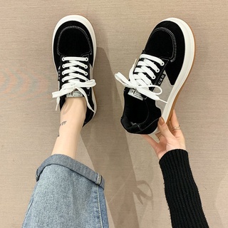 Giày Thể Thao Mùa Đông Mũi Tròn Phong Cách Hàn Quốc Hồng Kông Dễ Thương Cho Nữ