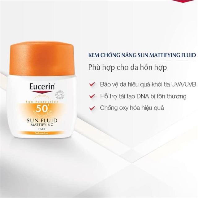 kem chống nắng EUCERIN sun Fluid Mattifying SPF 50+