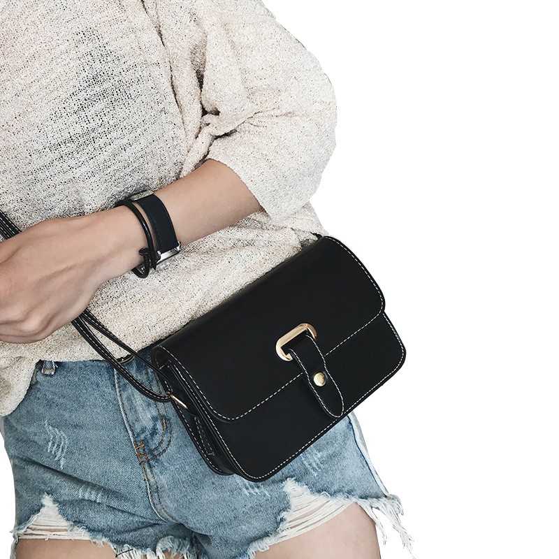 SUXI Túi đeo vai màu trơn thiết kế đơn giản phong cách Hàn Quốc cho nữ