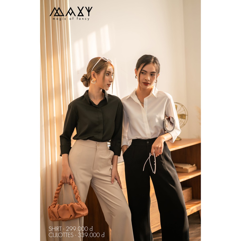 Áo sơ mi nữ tay dài kiểu dáng cơ bản white basic shirt Maxy Workshop