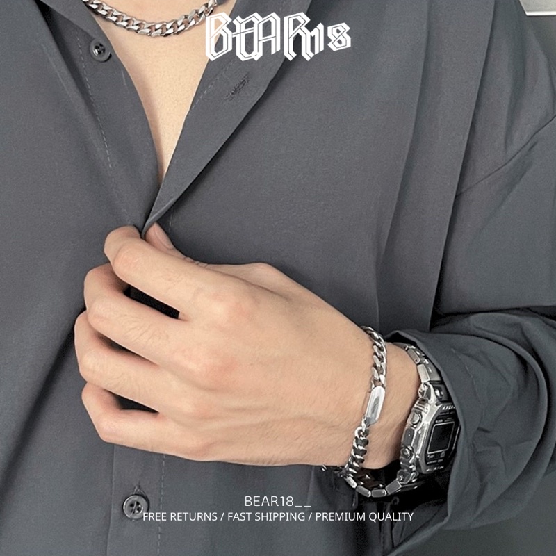 ( FULL SIZE ) Vòng tay - lắc tay titan cao cấp thiết kế đơn giản đẹp phù hợp cho nam và nữ, vòng tay đôi BEAR18 - L102