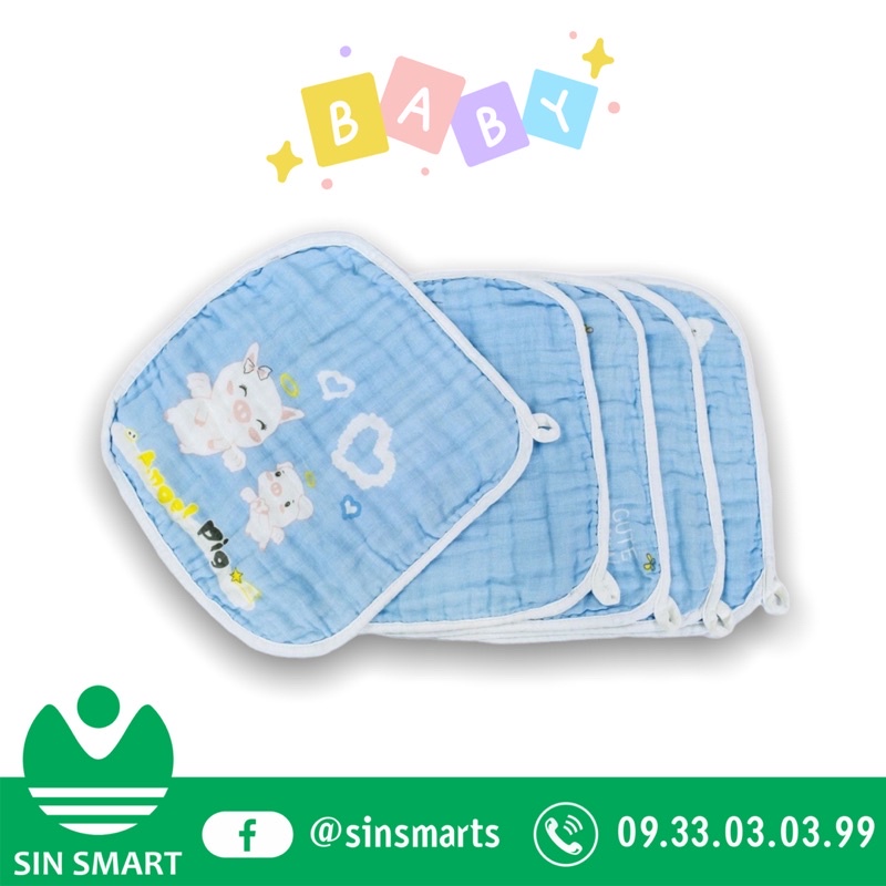 Khăn Sữa Xô 6 Lớp GoodMama Cao Cấp_Nền Màu