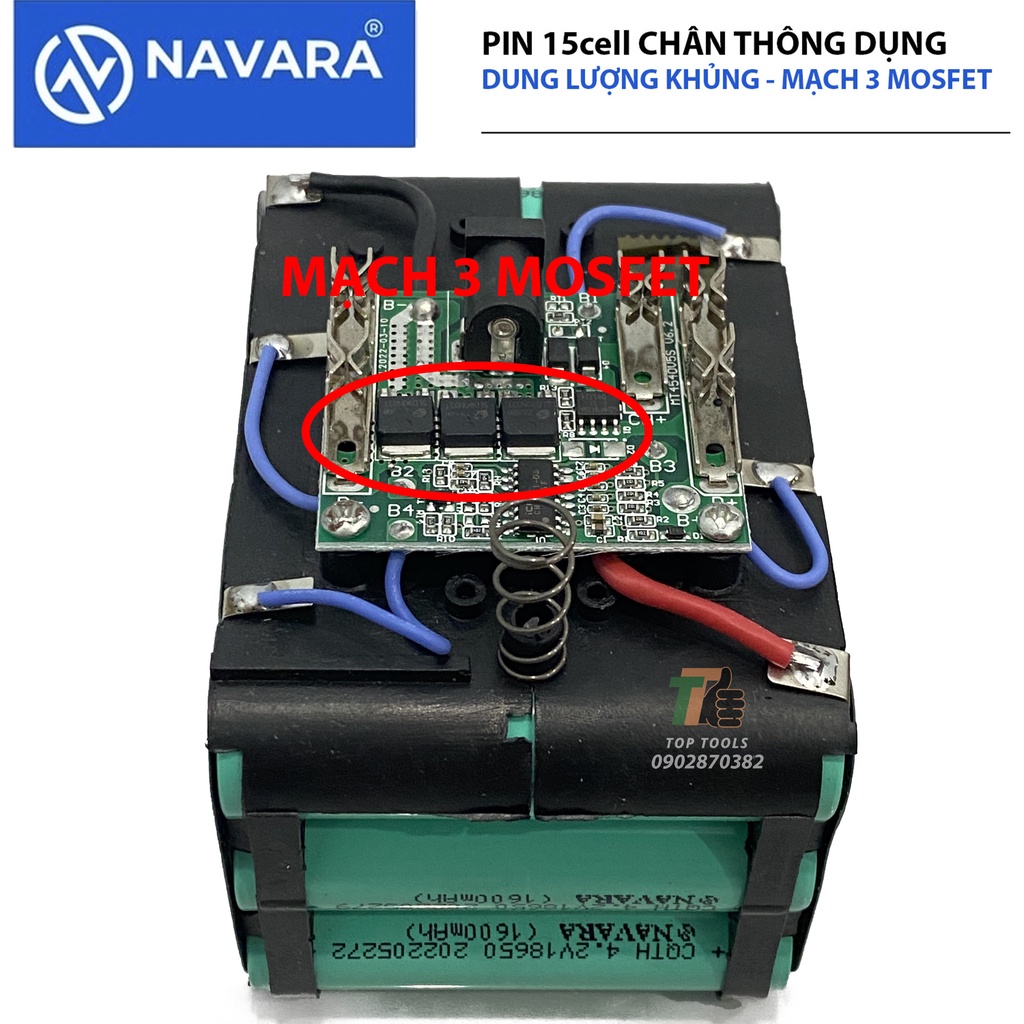Pin máy khoan, Pin máy bulong, Chân thông dụng , pin 15cell mạch 3mosfet