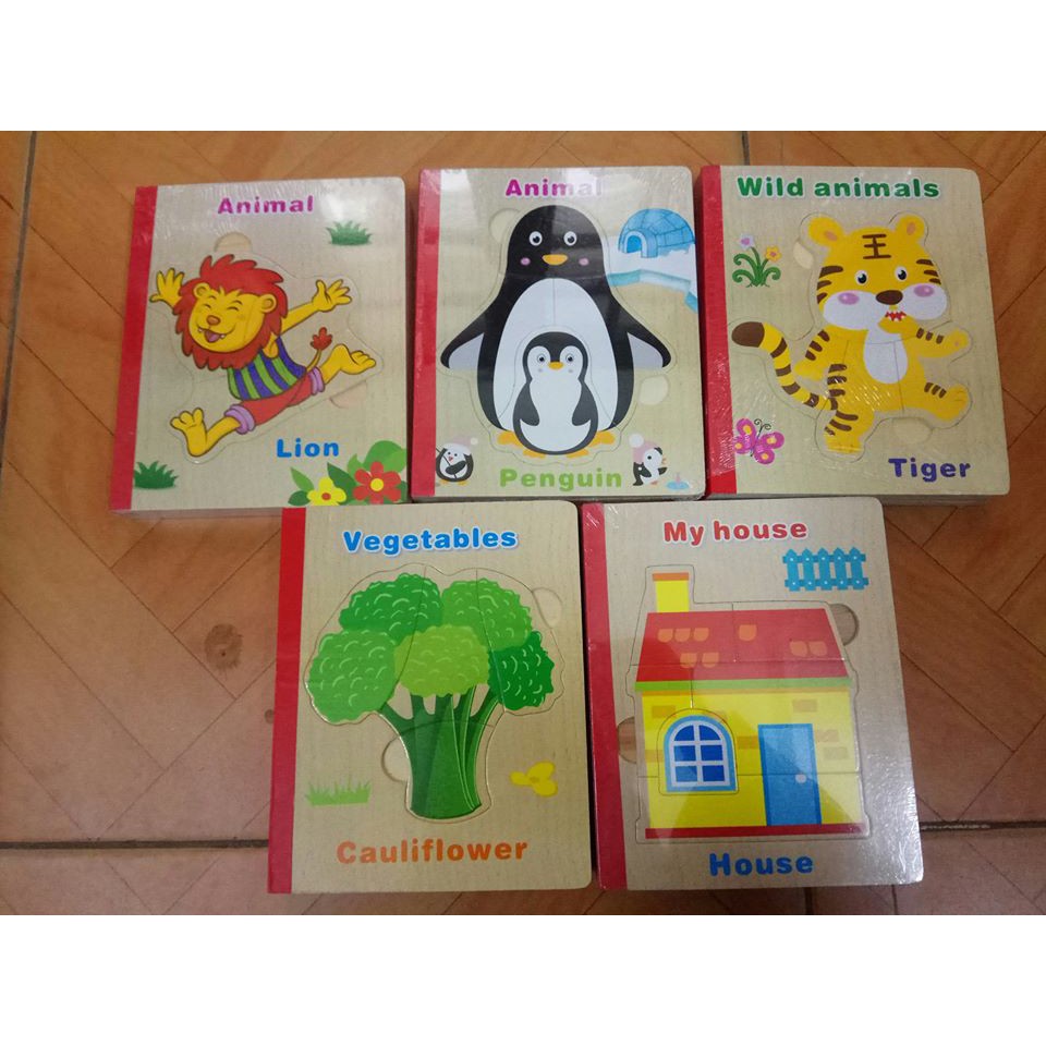 BỘ SÁCH 6 TRANH GHÉP GỖ 3-4 MẢNH GHÉP CHO BÉ