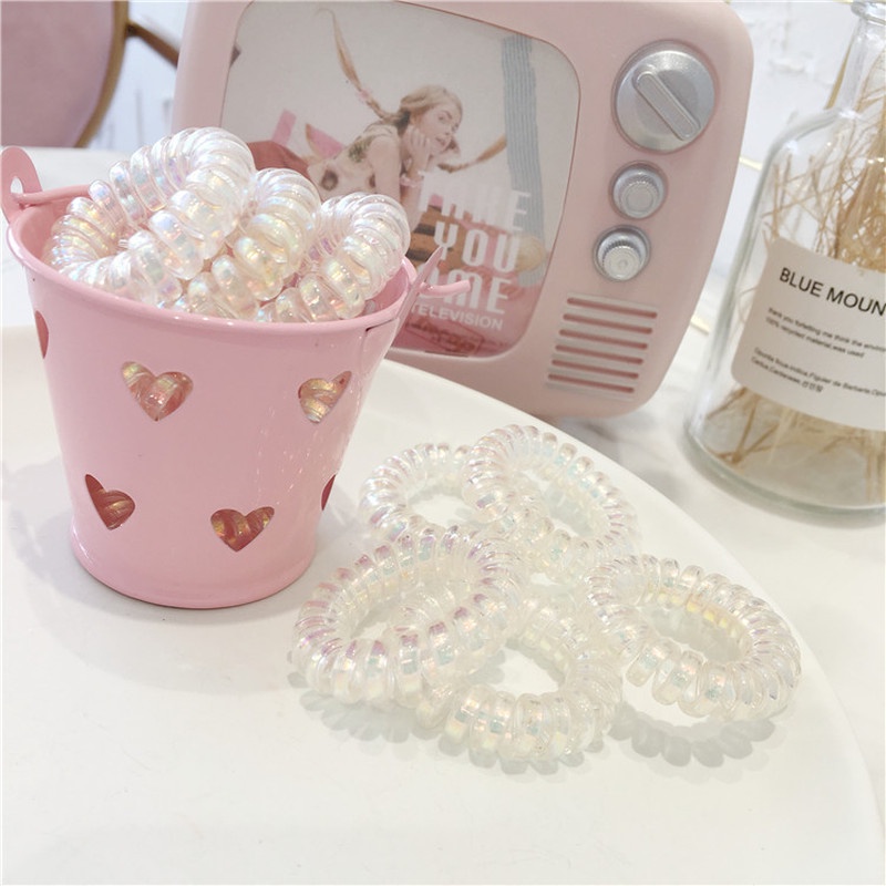 Dây cột tóc co giãn dạng xoắn ốc trong suốt dễ thương cho nữ